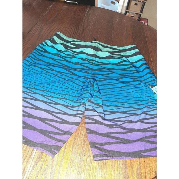 Mens 36 Hang Ten Blue Black Purple Drawstring Swim Trunks Shorts Board Shorts - Picture 4 of 5